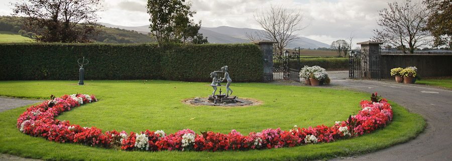 Lawn and mountain view from Glasha Farmhouse